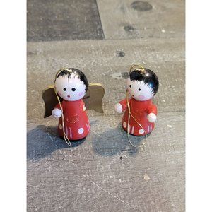 Wooden girl Angel as‎ is Xmas ornament set decor